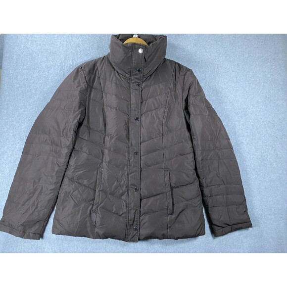 Kenneth‎ Cole Reaction Puffer Down Jacket Women's S Brown Polyester Mock Neck - Picture 1 of 16